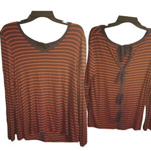 Cupid stripped long sleeve tee with bow accents in back